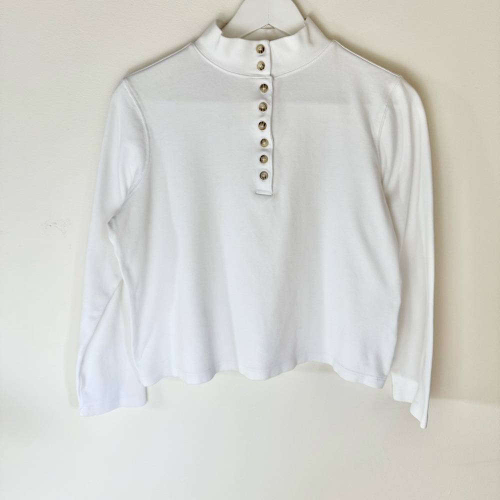 Vintage White Button-Down Henley Style Shirt